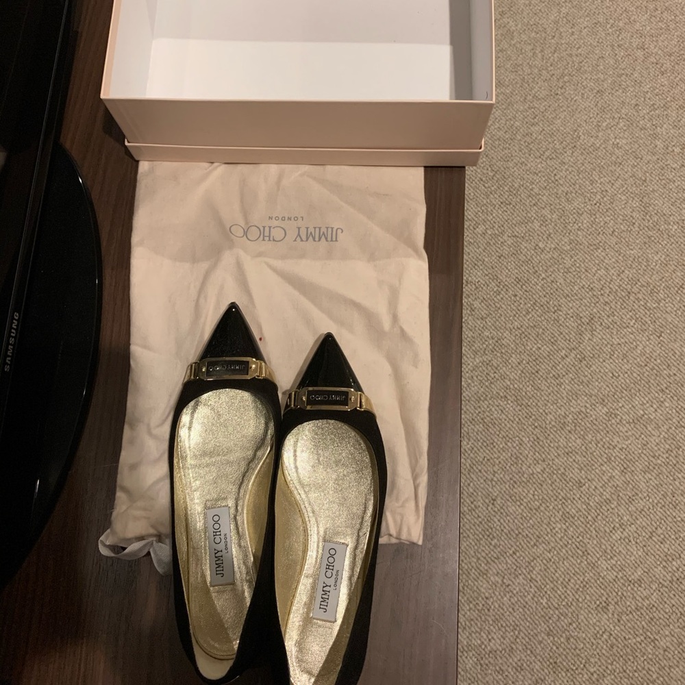 Jimmy Choo suede patent black flats 38.5 - Picture 3 of 5